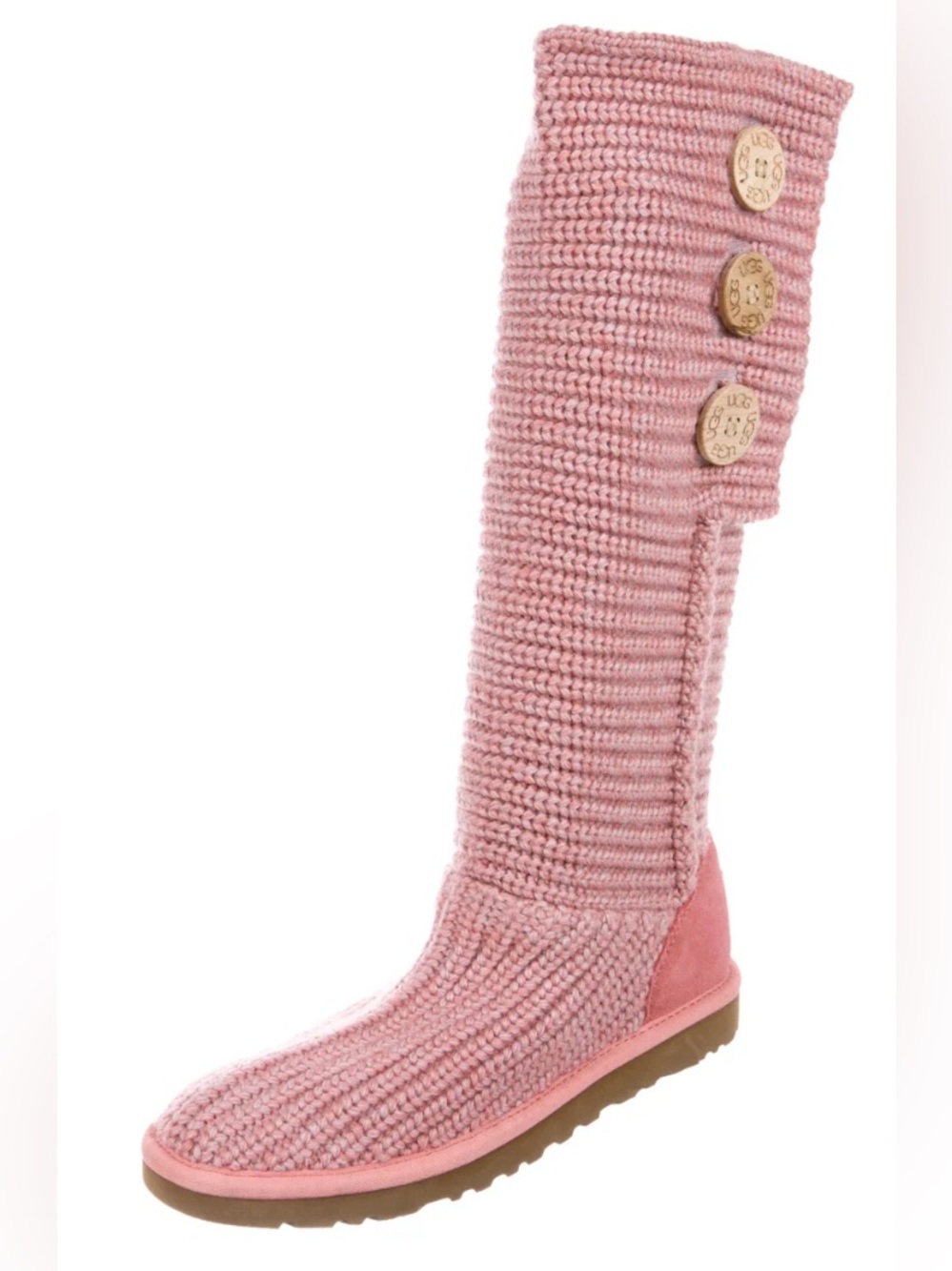 UGG Australian Classic Cardy Pink Knit Boots, size7